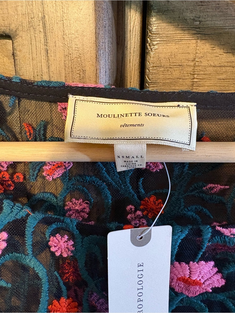 Anthropologie Moulinette Soeurs Embroidered Floral Lace Shift Dress XS‎ NWT - Picture 6 of 7